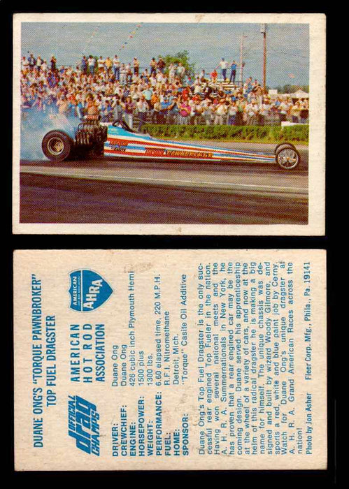 AHRA Official Drag Champs 1971 Fleer Vintage Trading Cards You Pick Singles 52   Duane Ong's "Torque Pawnbroker"                  Top Fuel Dragster  - TvMovieCards.com