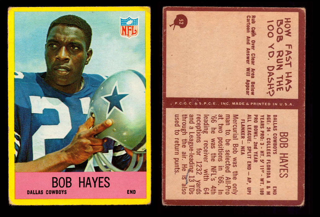 1967 Philadelphia Football Trading Card You Pick Singles #1-#198 VG/EX #52 Bob Hayes (HOF)  - TvMovieCards.com
