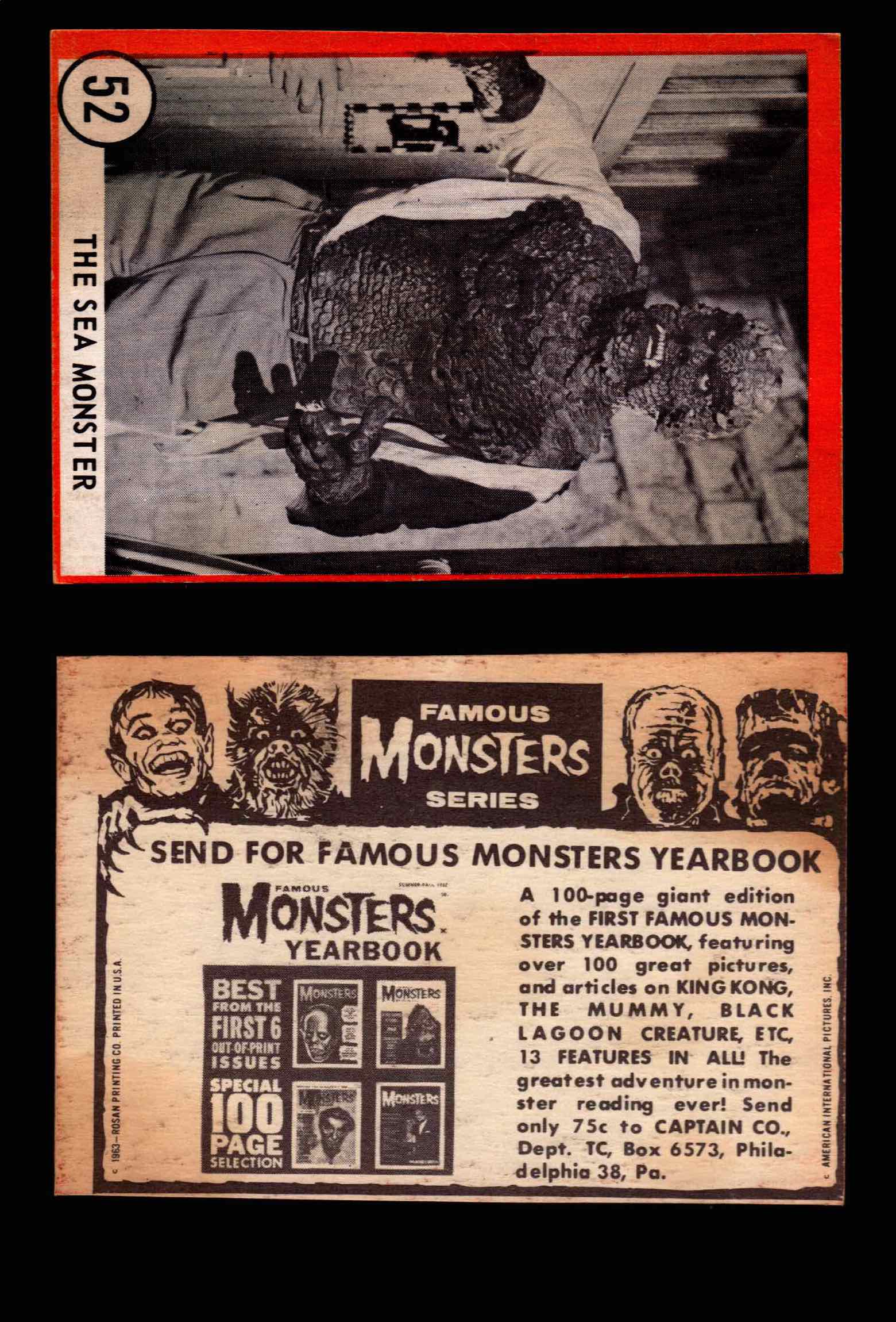 Famous Monsters 1963 Vintage Trading Cards You Pick Singles #1-64