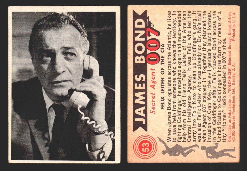 1965 James Bond 007 Glidrose Vintage Trading Cards You Pick Singles #1-66 53   Felix Leiter Of The CIA  - TvMovieCards.com
