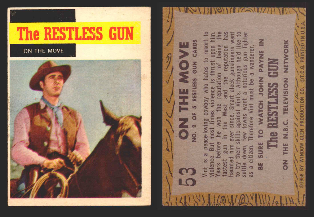 1958 TV Westerns Topps Vintage Trading Cards You Pick Singles #1-71 53   On the Move  - TvMovieCards.com
