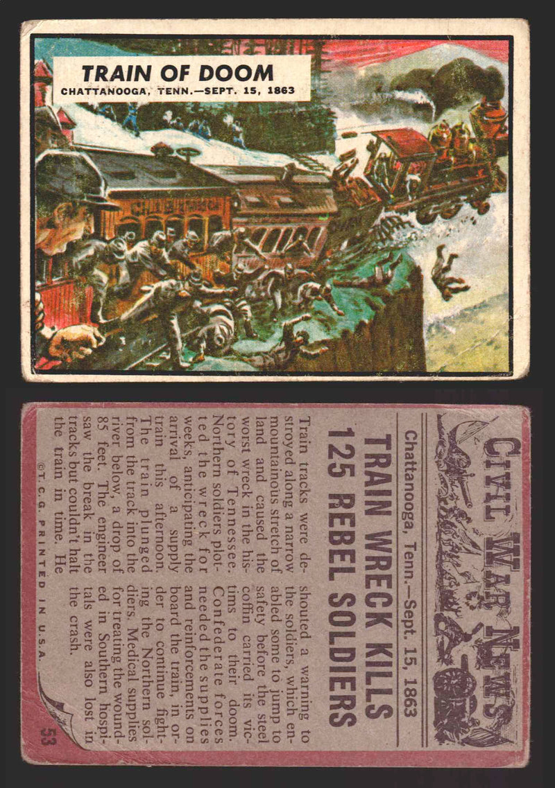 1962 Civil War News Topps TCG Trading Card You Pick Single Cards #1 - 88 53   Train of Doom  - TvMovieCards.com