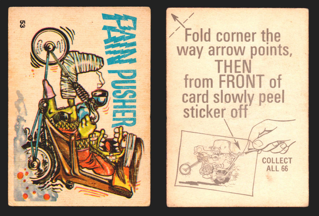 1972 Silly Cycles Donruss Vintage Trading Cards #1-66 You Pick Singles #53	 	Pain Pusher  - TvMovieCards.com