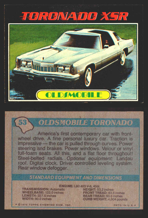 1976 Autos of 1977 Vintage Trading Cards You Pick Singles #1-99 Topps 53   Oldsmobile Toronado  - TvMovieCards.com