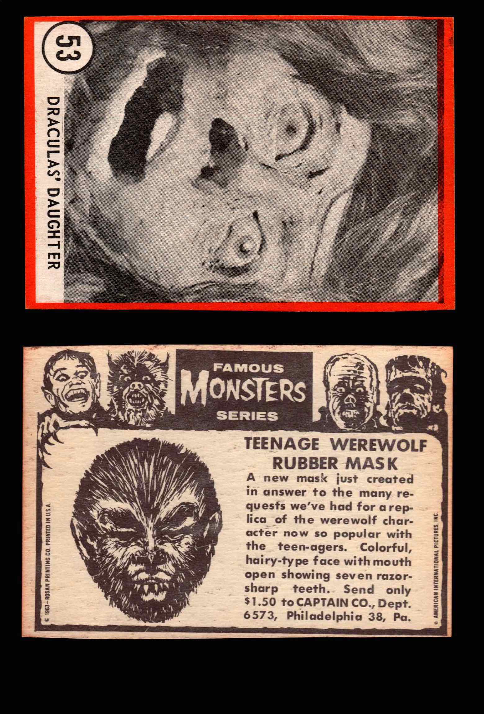 Famous Monsters 1963 Vintage Trading Cards You Pick Singles #1-64