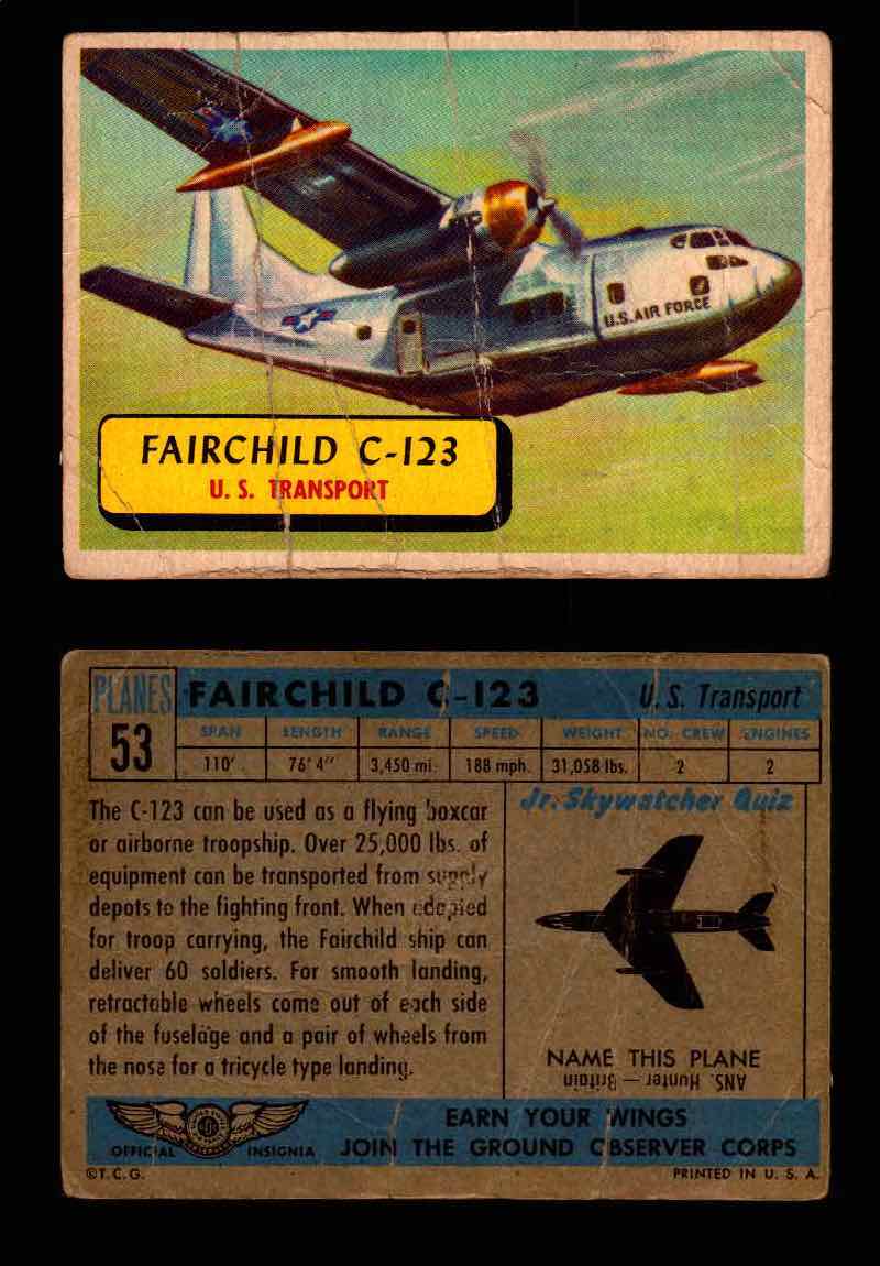 1957 Planes Series I Topps Vintage Card You Pick Singles #1-60 #53  - TvMovieCards.com