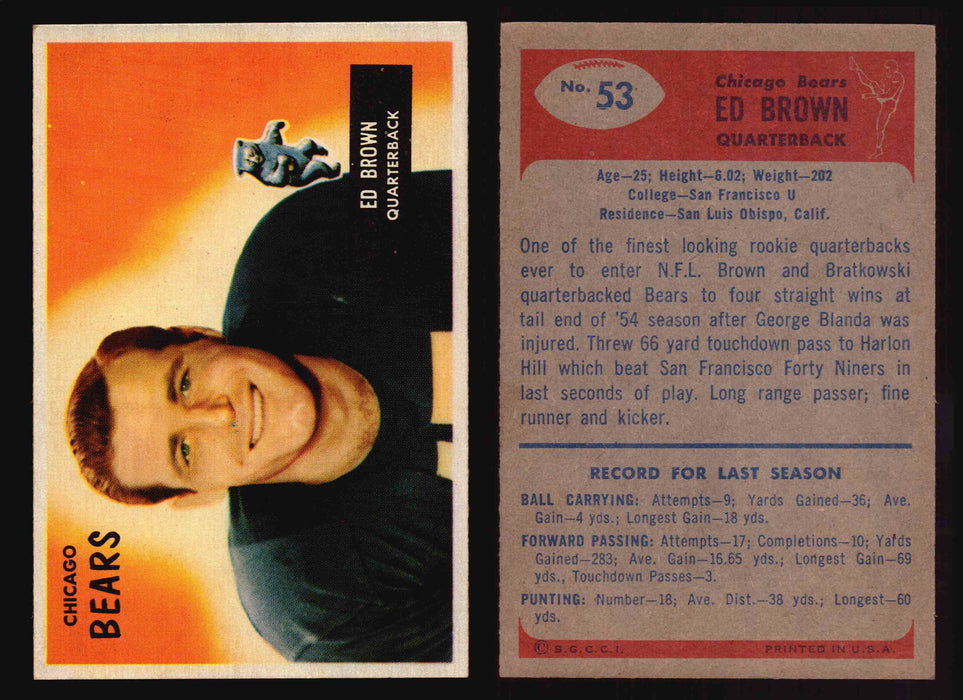 1955 Bowman Football Trading Card You Pick Singles #1-#160 VG/EX #53 Ed Brown (R)  - TvMovieCards.com