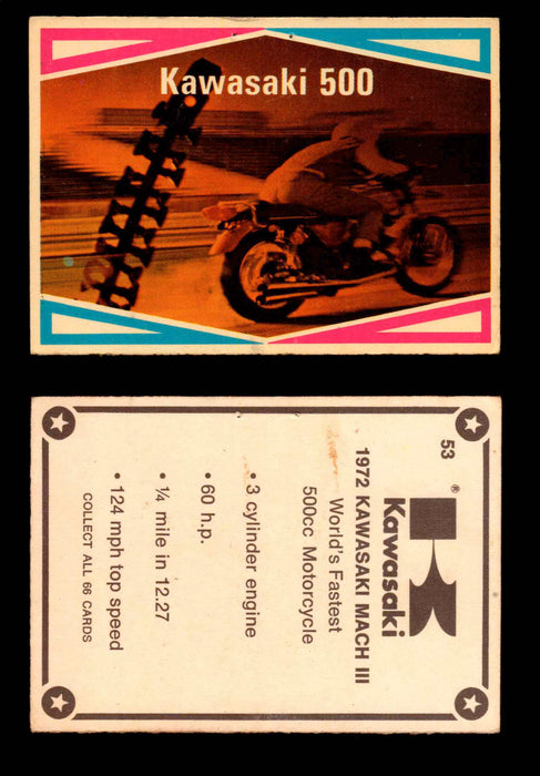 1972 Street Choppers & Hot Bikes Vintage Trading Card You Pick Singles #1-66 #53   Kawasaki 500 (pin holes)  - TvMovieCards.com