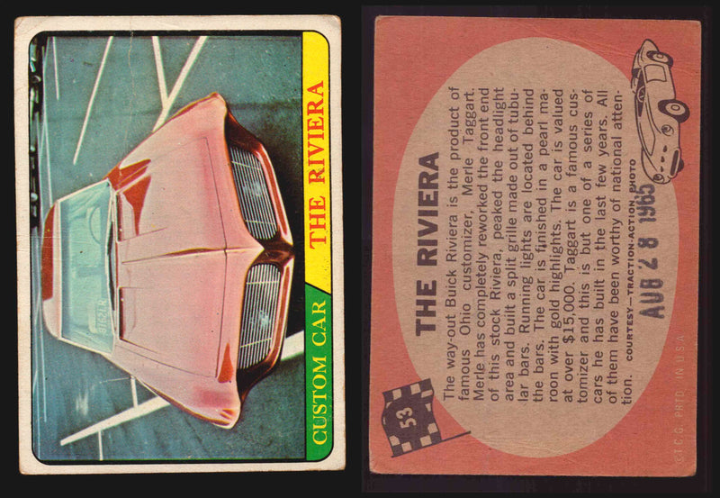Hot Rods Topps 1968 George Barris Vintage Trading Cards #1-66 You Pick Singles #53 The Riviera (creased)  - TvMovieCards.com