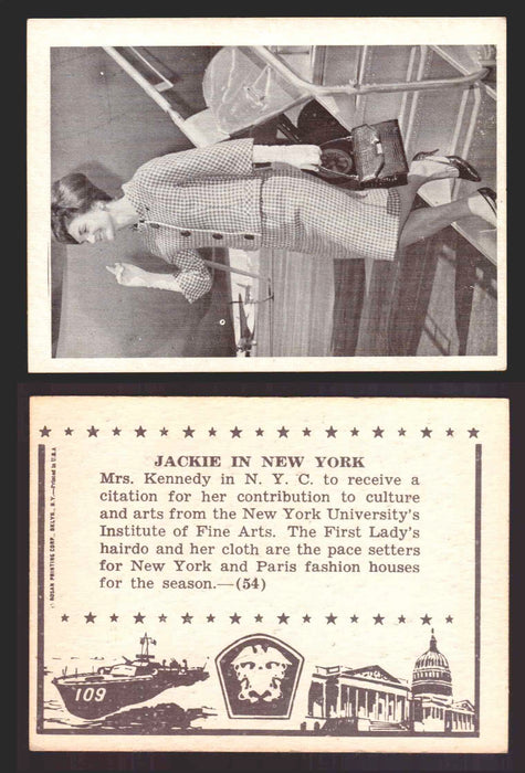 1963 John F. Kennedy JFK Rosan Trading Card You Pick Singles #1-66 54   Jackie in New York  - TvMovieCards.com