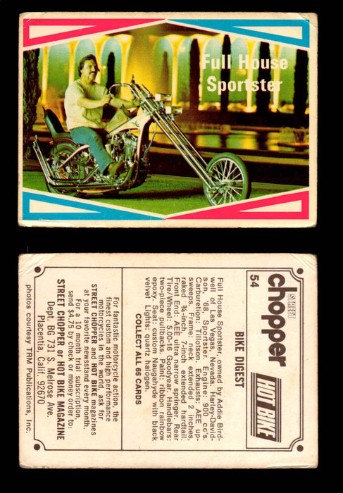 1972 Street Choppers & Hot Bikes Vintage Trading Card You Pick Singles #1-66 #54   Full House Sportster  - TvMovieCards.com