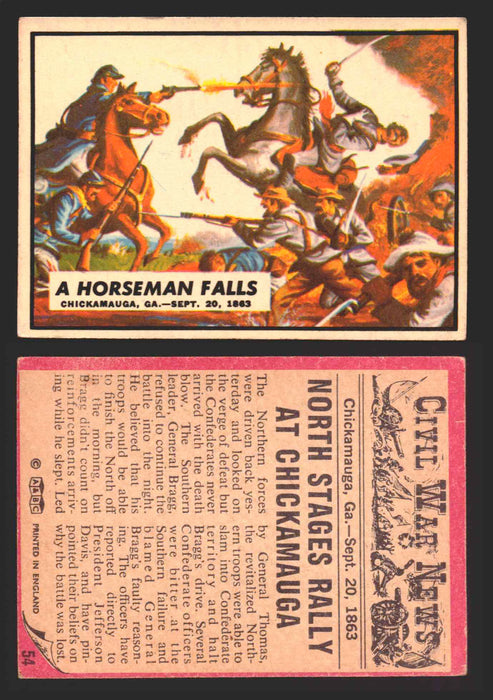 Civil War News Vintage Trading Cards A&BC Gum You Pick Singles #1-88 1965 54   A Horseman Falls  - TvMovieCards.com