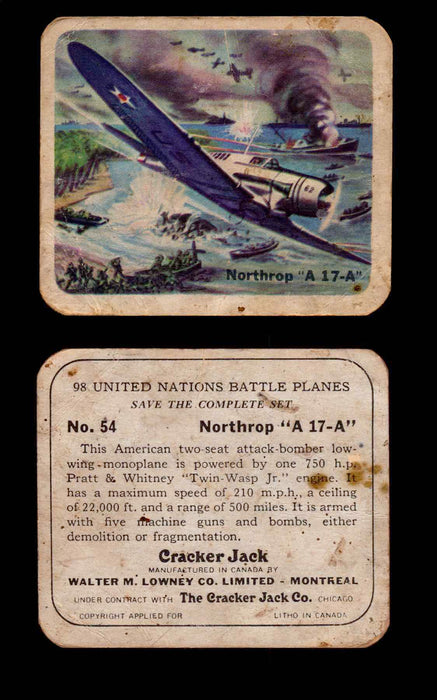 Cracker Jack United Nations Battle Planes Vintage You Pick Single Cards #1-70 #54  - TvMovieCards.com