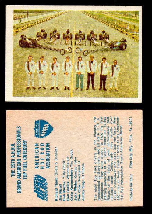 AHRA Official Drag Champs 1971 Fleer Vintage Trading Cards You Pick Singles 54   The 1970 A.H.R.A. Grand American Professionals   Top Fuel Category  - TvMovieCards.com