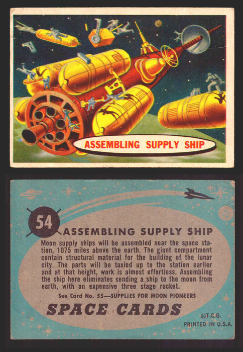 1957 Space Cards Topps Vintage Trading Cards #1-88 You Pick Singles 54   Assembling Supply Ship  - TvMovieCards.com