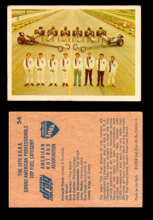 AHRA Official Drag Champs 1971 Fleer Canada Trading Cards You Pick Singles #1-63 54   The 1970 A.H.R.A. Grand American Professionals   Top Fuel Category  - TvMovieCards.com