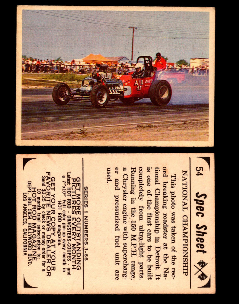 1965 Donruss Spec Sheet Vintage Hot Rods Trading Cards You Pick Singles #1-66 #54  - TvMovieCards.com