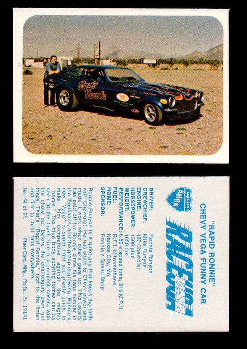 Race USA AHRA Drag Champs 1973 Fleer Vintage Trading Cards You Pick Singles 54 of 74   "Rapid Ronnie"  - TvMovieCards.com