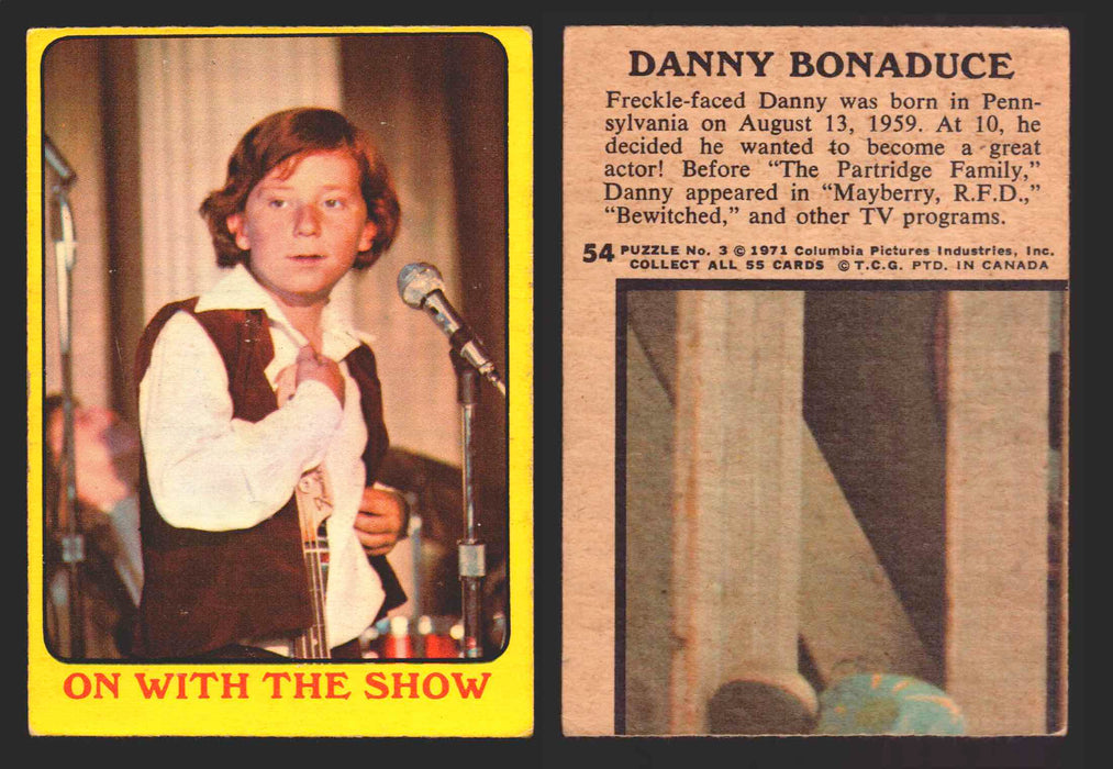 1971 The Partridge Family Series 1 Yellow You Pick Single Cards #1-55 Topps USA 54   On with the Show  - TvMovieCards.com
