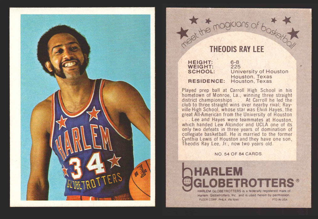 1971 Harlem Globetrotters Fleer Vintage Trading Card You Pick Singles #1-84 54 of 84   Theodis Ray Lee  - TvMovieCards.com