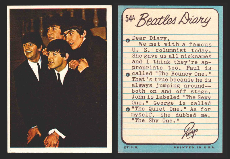 Beatles Diary Topps 1964 Vintage Trading Cards You Pick Singles #1A-#60A #	54	A  - TvMovieCards.com