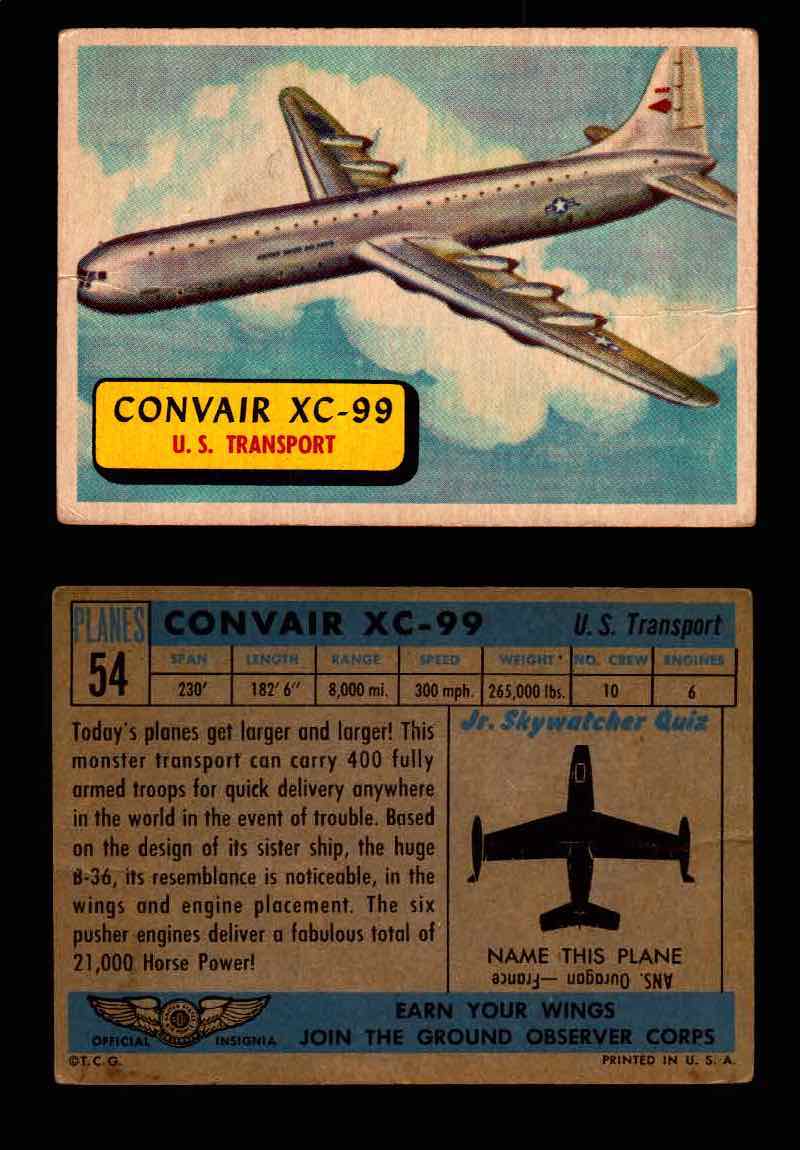 1957 Planes Series I Topps Vintage Card You Pick Singles #1-60 #54  - TvMovieCards.com