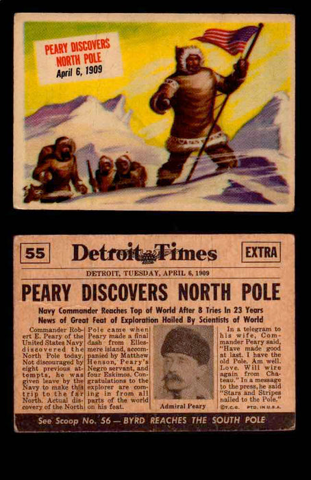 1954 Scoop Newspaper Series 1 Topps Vintage Trading Cards You Pick Singles #1-78 55   Peary Discovers North Pole  - TvMovieCards.com