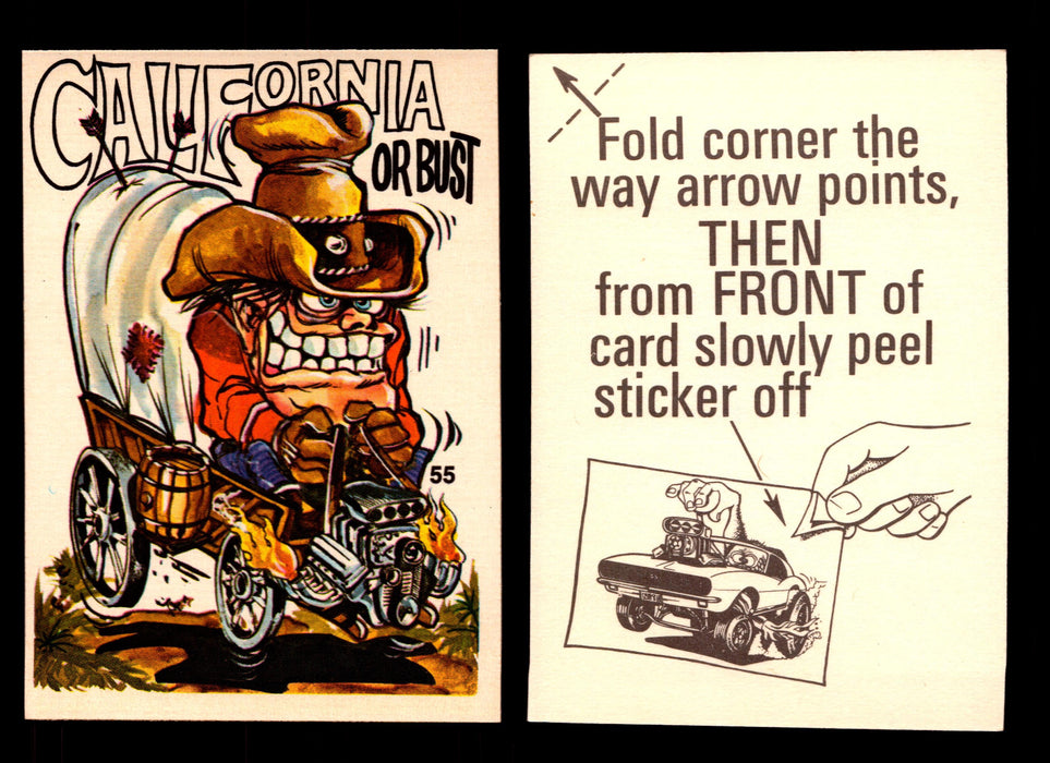 Fabulous Odd Rods Vintage Sticker Cards 1973 #1-#66 You Pick Singles #55   California or Bust  - TvMovieCards.com