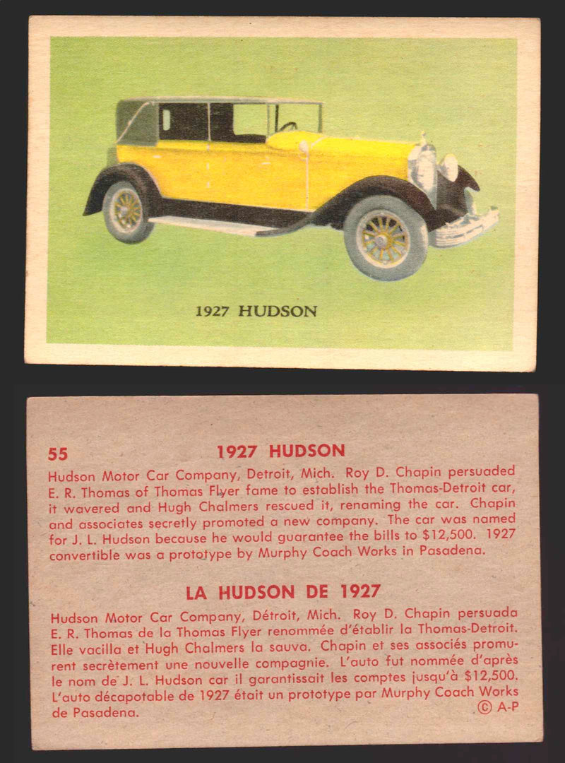 1959 Parkhurst Old Time Cars Vintage Trading Card You Pick Singles #1-64 V339-16 55	1927 Hudson  - TvMovieCards.com