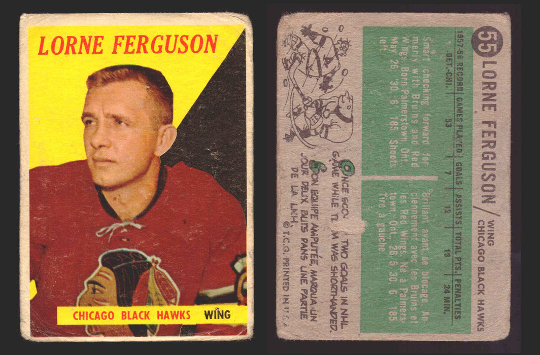 1957-1958 Topps Hockey NHL Trading Card You Pick Single Cards #1 - 66 F/VG #55 Lorne Ferguson  - TvMovieCards.com