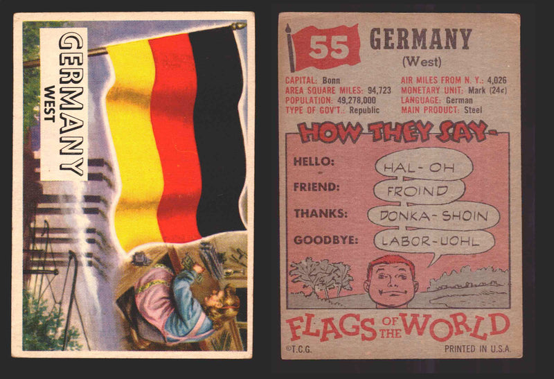 1956 Flags of the World Vintage Trading Cards You Pick Singles #1-#80 Topps 55	West Germany  - TvMovieCards.com