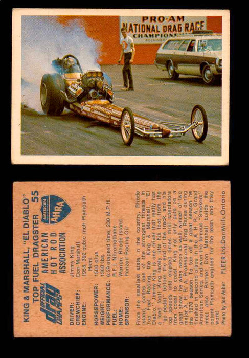 AHRA Official Drag Champs 1971 Fleer Canada Trading Cards You Pick Singles #1-63 55   King & Marshall "El Diablo"                     Top Fuel Dragster  - TvMovieCards.com
