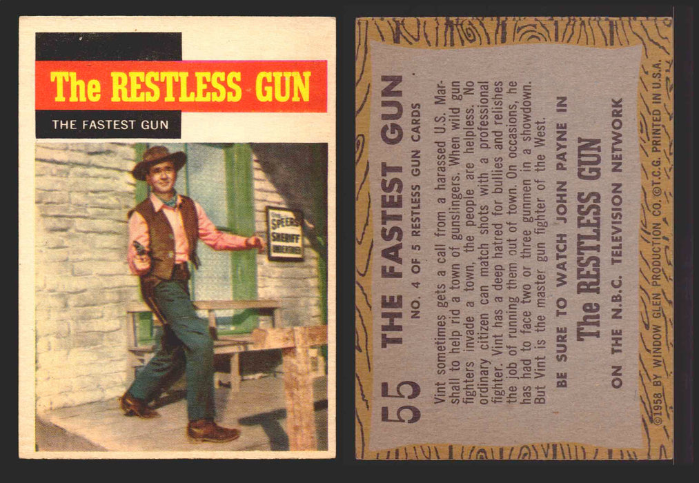 1958 TV Westerns Topps Vintage Trading Cards You Pick Singles #1-71 55   The Fastest Gun  - TvMovieCards.com