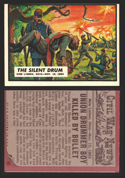 1962 Civil War News Topps TCG Trading Card You Pick Single Cards #1 - 88 55   The Silent Drum  - TvMovieCards.com