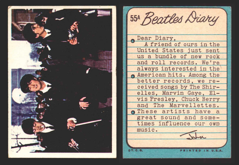 Beatles Diary Topps 1964 Vintage Trading Cards You Pick Singles #1A-#60A #	55	A  - TvMovieCards.com