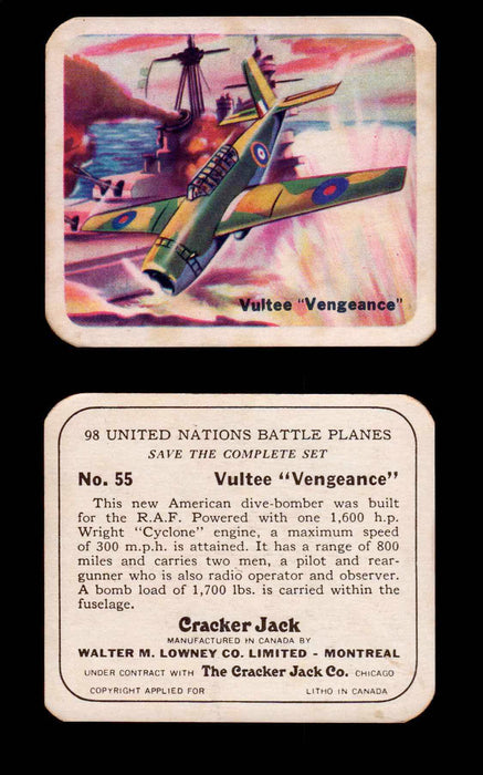 Cracker Jack United Nations Battle Planes Vintage You Pick Single Cards #1-70 #55  - TvMovieCards.com