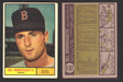 1961 Topps Baseball Trading Card You Pick Singles #500-#589 VG/EX #	562 Bill Monbouquette - Boston Red Sox  - TvMovieCards.com