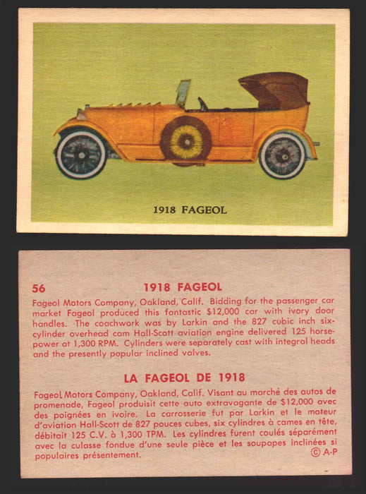 1959 Parkhurst Old Time Cars Vintage Trading Card You Pick Singles #1-64 V339-16 56	1918 Fageol  - TvMovieCards.com