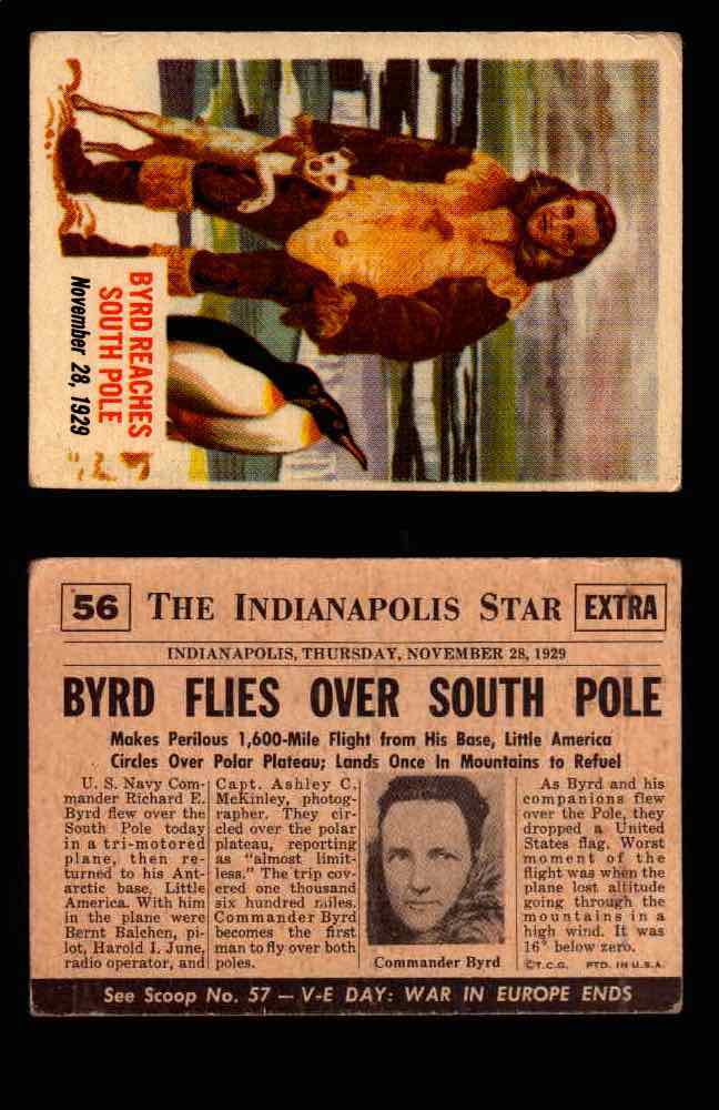1954 Scoop Newspaper Series 1 Topps Vintage Trading Cards You Pick Singles #1-78 56   Byrd Reaches South Pole  - TvMovieCards.com