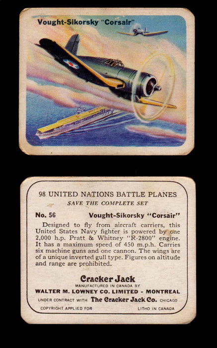 Cracker Jack United Nations Battle Planes Vintage You Pick Single Cards #1-70 #56  - TvMovieCards.com