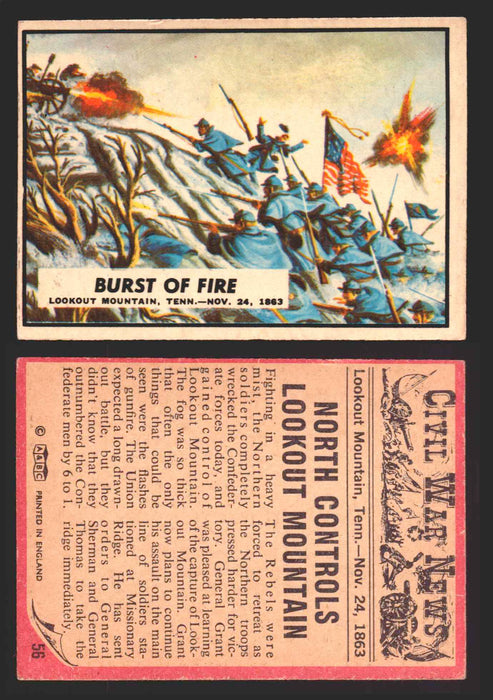 Civil War News Vintage Trading Cards A&BC Gum You Pick Singles #1-88 1965 56   Burst of Fire  - TvMovieCards.com