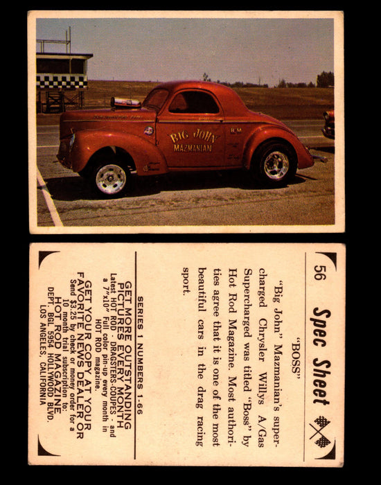 1965 Donruss Spec Sheet Vintage Hot Rods Trading Cards You Pick Singles #1-66 #56  - TvMovieCards.com