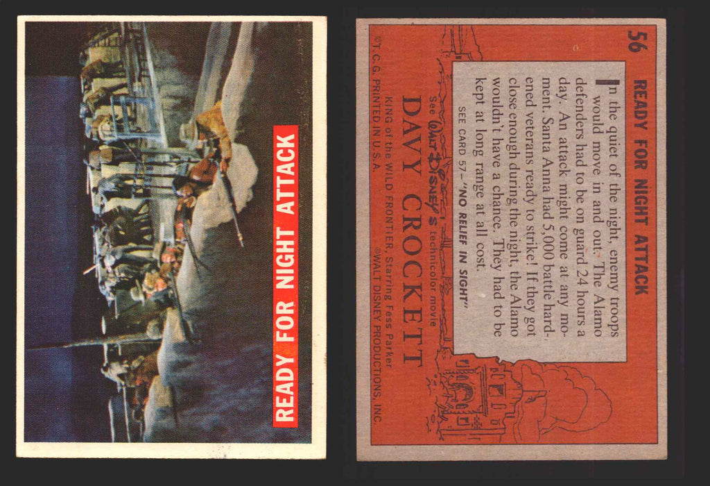 Davy Crockett Series 1 1956 Walt Disney Topps Vintage Trading Cards You Pick Sin 56   Ready for Night Attack  - TvMovieCards.com