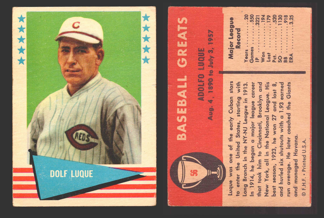 1961 Fleer Baseball Greats Trading Card You Pick Singles #1-#154 VG/EX 56 Dolf Luque  - TvMovieCards.com