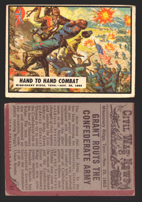 1962 Civil War News Topps TCG Trading Card You Pick Single Cards #1 - 88 57   Hand to Hand Combat  - TvMovieCards.com