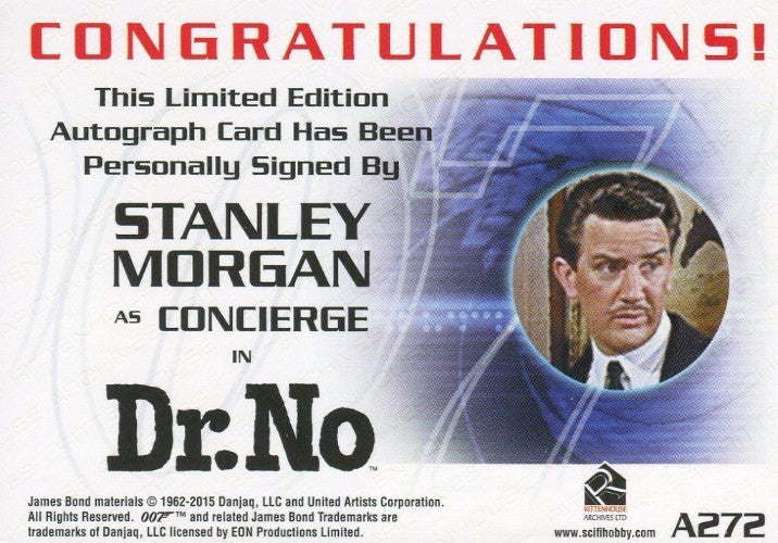 James Bond Archives 2015 Edition Stanley Morgan Autograph Card A272   - TvMovieCards.com