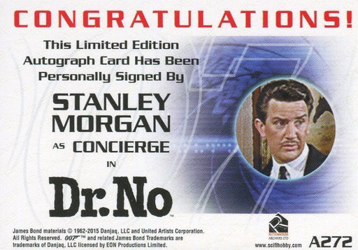 James Bond Archives 2015 Edition Stanley Morgan Autograph Card A272   - TvMovieCards.com