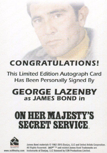 James Bond Archives 2015 Edition George Lazenby Autograph Card   - TvMovieCards.com