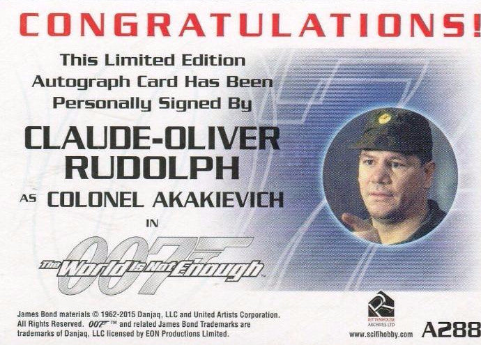James Bond Classics 2016 Claude-Oliver Rudolph Autograph Card A288   - TvMovieCards.com