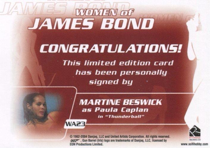 James Bond The Quotable James Bond Martine Beswick Autograph Card WA23   - TvMovieCards.com